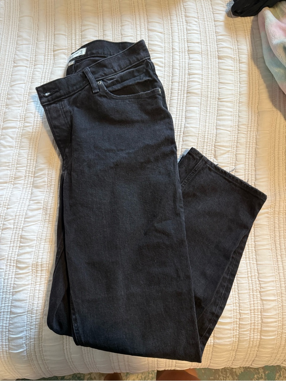 Abercrombie & Fitch Black Straight Leg Women's Jeans crosswaist